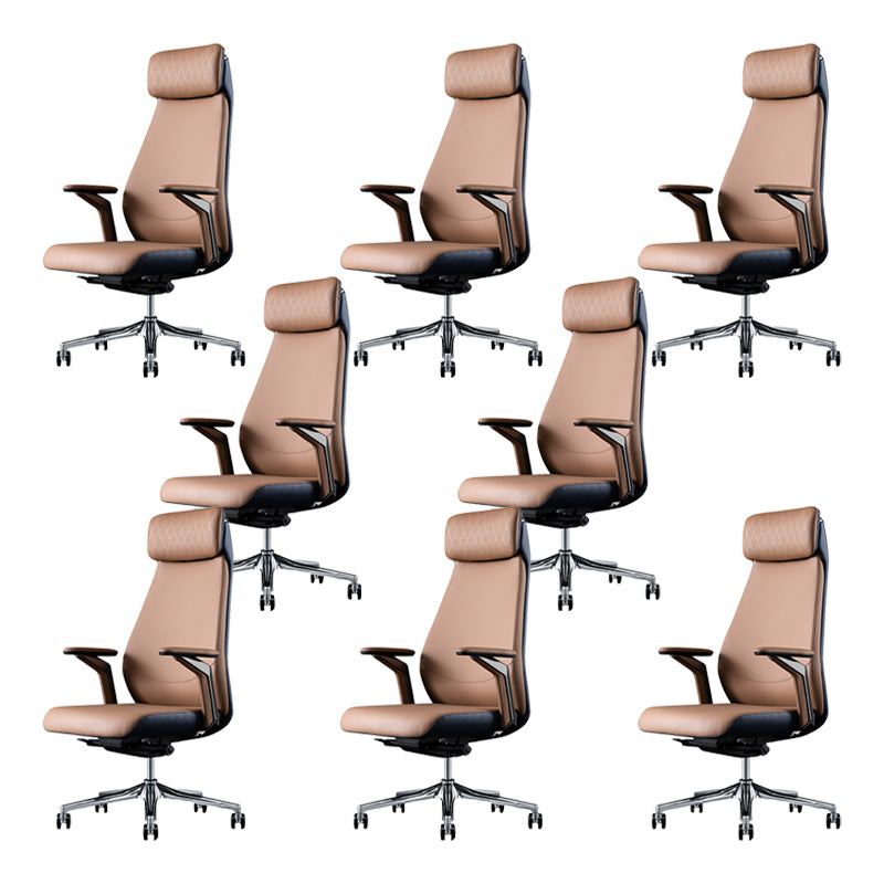 Contemporary Swivel Executive Chair Padded Arms Managers Chair for Office Brown 8 Piece Set Clearhalo 'furn' 'furn_office_chair' 'Furniture' 'Office Chairs' 'Office Furniture' 'office_chair' 6622819