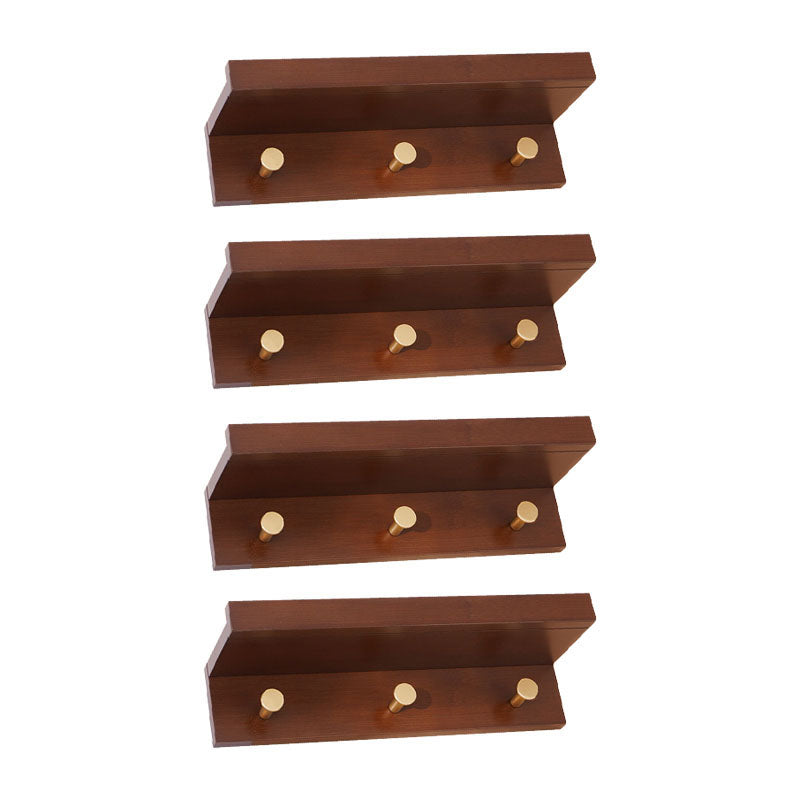 Wall-Mounted Coat Hanger Wood Modern Coat Rack for Living Room Red Brown 4 Piece Set 3 Clearhalo 'Entry & Mudroom Furniture' 'furn' 'furn_hall_tree_coat_racks' 'Furniture' 'Hall Trees & Coat Racks' 'hall_tree_coat_racks' 6622928