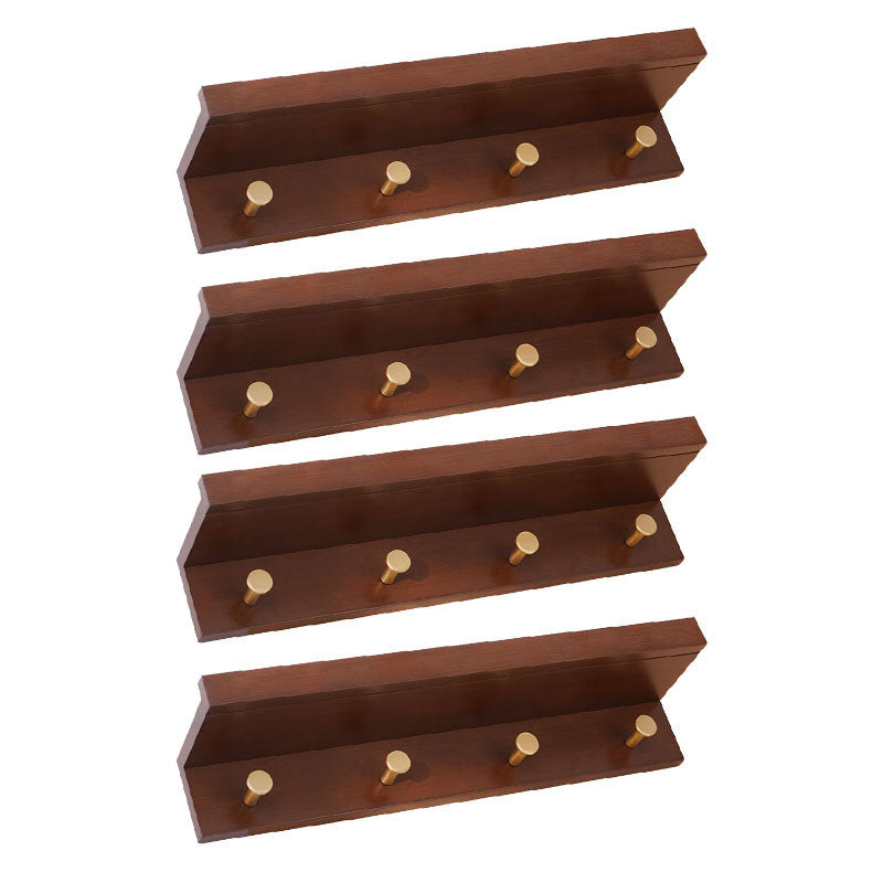 Wall-Mounted Coat Hanger Wood Modern Coat Rack for Living Room Red Brown 4 Piece Set 4 Clearhalo 'Entry & Mudroom Furniture' 'furn' 'furn_hall_tree_coat_racks' 'Furniture' 'Hall Trees & Coat Racks' 'hall_tree_coat_racks' 6622930