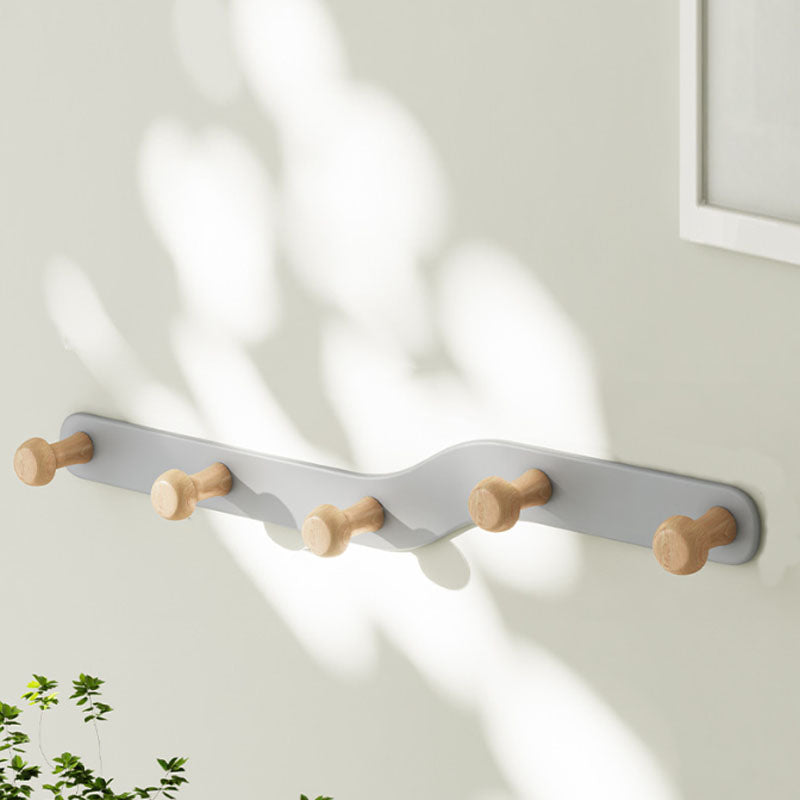 Metal and Wood Coat Rack Contemporary Style Home Wall Hanging Coat Hanger Grey 1 Piece 5 Clearhalo 'Entry & Mudroom Furniture' 'furn' 'furn_hall_tree_coat_racks' 'Furniture' 'Hall Trees & Coat Racks' 'hall_tree_coat_racks' 6622943