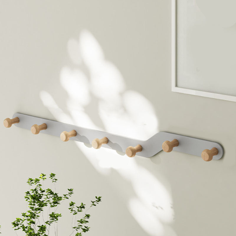 Metal and Wood Coat Rack Contemporary Style Home Wall Hanging Coat Hanger Grey 1 Piece 7 Clearhalo 'Entry & Mudroom Furniture' 'furn' 'furn_hall_tree_coat_racks' 'Furniture' 'Hall Trees & Coat Racks' 'hall_tree_coat_racks' 6622944