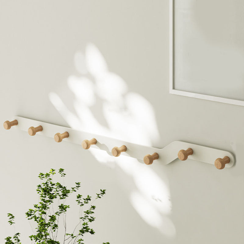 Metal and Wood Coat Rack Contemporary Style Home Wall Hanging Coat Hanger White 1 Piece 8 Clearhalo 'Entry & Mudroom Furniture' 'furn' 'furn_hall_tree_coat_racks' 'Furniture' 'Hall Trees & Coat Racks' 'hall_tree_coat_racks' 6622946