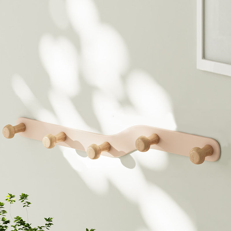 Metal and Wood Coat Rack Contemporary Style Home Wall Hanging Coat Hanger Pink 1 Piece 5 Clearhalo 'Entry & Mudroom Furniture' 'furn' 'furn_hall_tree_coat_racks' 'Furniture' 'Hall Trees & Coat Racks' 'hall_tree_coat_racks' 6622949