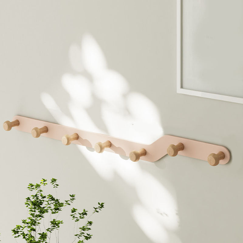 Metal and Wood Coat Rack Contemporary Style Home Wall Hanging Coat Hanger Pink 1 Piece 7 Clearhalo 'Entry & Mudroom Furniture' 'furn' 'furn_hall_tree_coat_racks' 'Furniture' 'Hall Trees & Coat Racks' 'hall_tree_coat_racks' 6622950