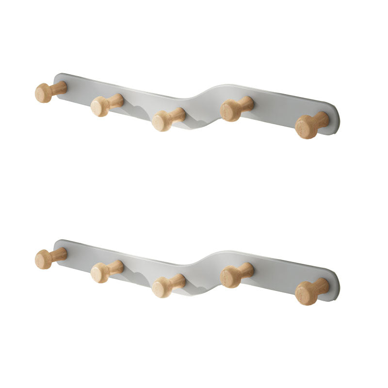 Metal and Wood Coat Rack Contemporary Style Home Wall Hanging Coat Hanger Grey 2 Piece Set 5 Clearhalo 'Entry & Mudroom Furniture' 'furn' 'furn_hall_tree_coat_racks' 'Furniture' 'Hall Trees & Coat Racks' 'hall_tree_coat_racks' 6622953