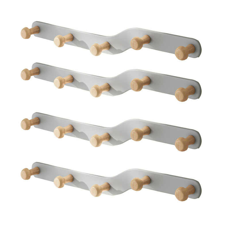 Metal and Wood Coat Rack Contemporary Style Home Wall Hanging Coat Hanger Grey 4 Piece Set 5 Clearhalo 'Entry & Mudroom Furniture' 'furn' 'furn_hall_tree_coat_racks' 'Furniture' 'Hall Trees & Coat Racks' 'hall_tree_coat_racks' 6622955