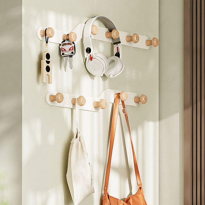 Metal and Wood Coat Rack Contemporary Style Home Wall Hanging Coat Hanger Clearhalo 'Entry & Mudroom Furniture' 'furn' 'furn_hall_tree_coat_racks' 'Furniture' 'Hall Trees & Coat Racks' 'hall_tree_coat_racks' 6622956