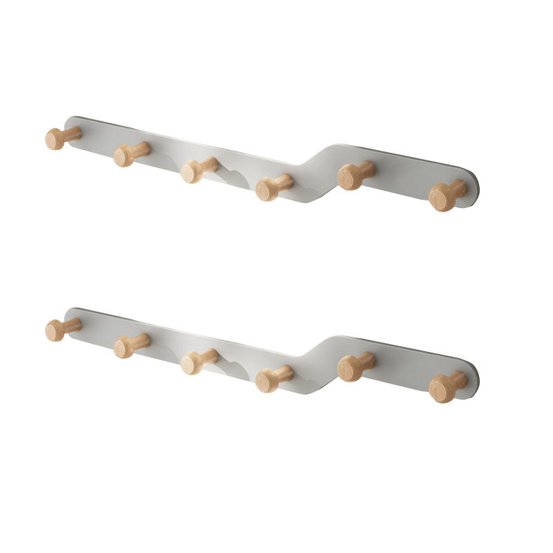 Metal and Wood Coat Rack Contemporary Style Home Wall Hanging Coat Hanger Grey 2 Piece Set 6 Clearhalo 'Entry & Mudroom Furniture' 'furn' 'furn_hall_tree_coat_racks' 'Furniture' 'Hall Trees & Coat Racks' 'hall_tree_coat_racks' 6622957