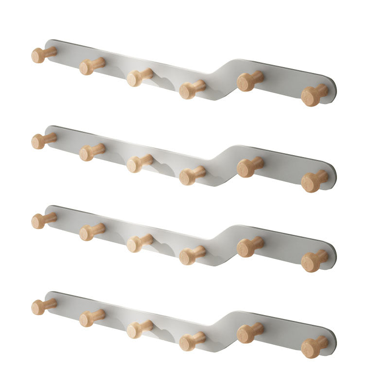 Metal and Wood Coat Rack Contemporary Style Home Wall Hanging Coat Hanger Grey 4 Piece Set 6 Clearhalo 'Entry & Mudroom Furniture' 'furn' 'furn_hall_tree_coat_racks' 'Furniture' 'Hall Trees & Coat Racks' 'hall_tree_coat_racks' 6622959