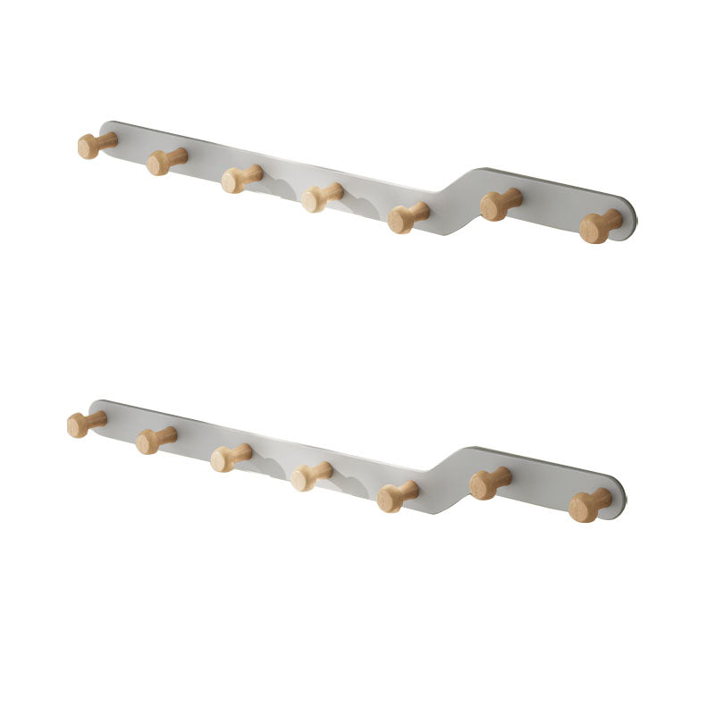 Metal and Wood Coat Rack Contemporary Style Home Wall Hanging Coat Hanger Grey 2 Piece Set 7 Clearhalo 'Entry & Mudroom Furniture' 'furn' 'furn_hall_tree_coat_racks' 'Furniture' 'Hall Trees & Coat Racks' 'hall_tree_coat_racks' 6622960