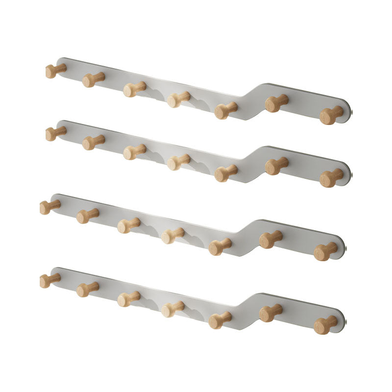 Metal and Wood Coat Rack Contemporary Style Home Wall Hanging Coat Hanger Grey 4 Piece Set 7 Clearhalo 'Entry & Mudroom Furniture' 'furn' 'furn_hall_tree_coat_racks' 'Furniture' 'Hall Trees & Coat Racks' 'hall_tree_coat_racks' 6622963