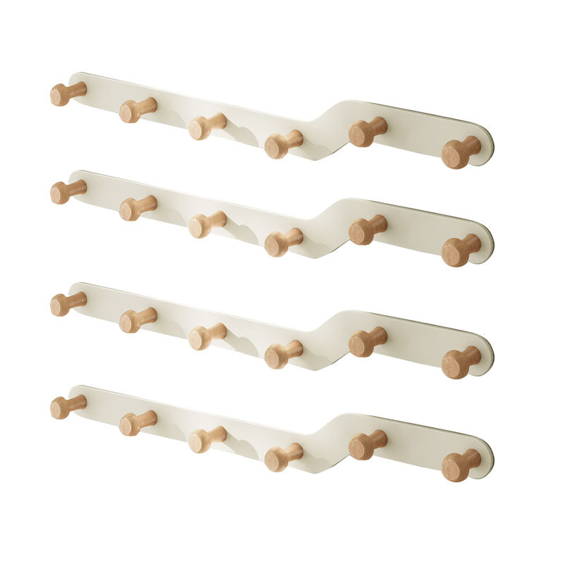 Metal and Wood Coat Rack Contemporary Style Home Wall Hanging Coat Hanger White 4 Piece Set 6 Clearhalo 'Entry & Mudroom Furniture' 'furn' 'furn_hall_tree_coat_racks' 'Furniture' 'Hall Trees & Coat Racks' 'hall_tree_coat_racks' 6622965