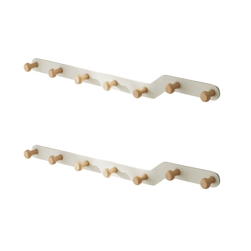 Metal and Wood Coat Rack Contemporary Style Home Wall Hanging Coat Hanger White 2 Piece Set 7 Clearhalo 'Entry & Mudroom Furniture' 'furn' 'furn_hall_tree_coat_racks' 'Furniture' 'Hall Trees & Coat Racks' 'hall_tree_coat_racks' 6622966