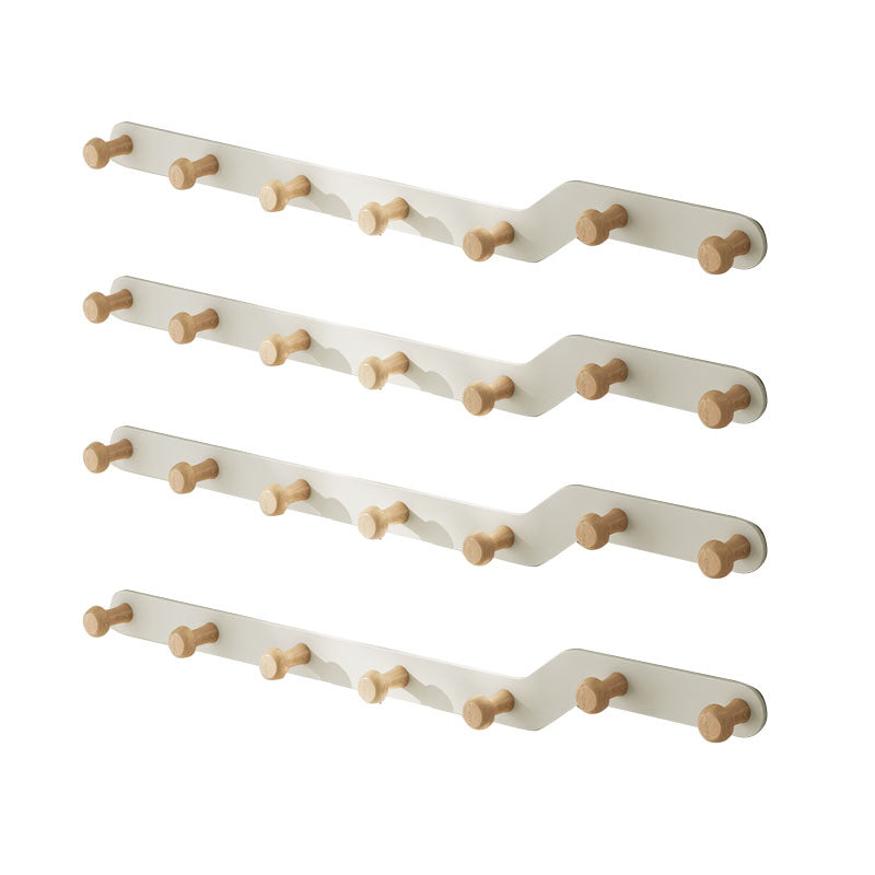 Metal and Wood Coat Rack Contemporary Style Home Wall Hanging Coat Hanger White 4 Piece Set 7 Clearhalo 'Entry & Mudroom Furniture' 'furn' 'furn_hall_tree_coat_racks' 'Furniture' 'Hall Trees & Coat Racks' 'hall_tree_coat_racks' 6622967