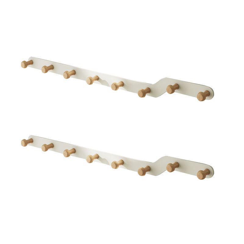 Metal and Wood Coat Rack Contemporary Style Home Wall Hanging Coat Hanger White 2 Piece Set 8 Clearhalo 'Entry & Mudroom Furniture' 'furn' 'furn_hall_tree_coat_racks' 'Furniture' 'Hall Trees & Coat Racks' 'hall_tree_coat_racks' 6622968