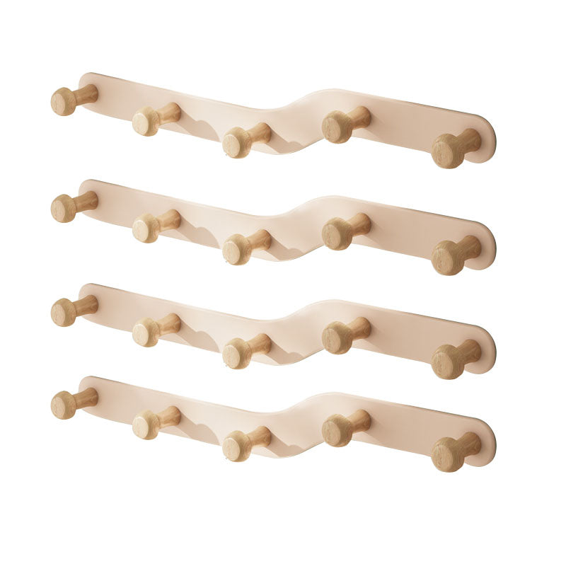 Metal and Wood Coat Rack Contemporary Style Home Wall Hanging Coat Hanger Pink 4 Piece Set 5 Clearhalo 'Entry & Mudroom Furniture' 'furn' 'furn_hall_tree_coat_racks' 'Furniture' 'Hall Trees & Coat Racks' 'hall_tree_coat_racks' 6622971