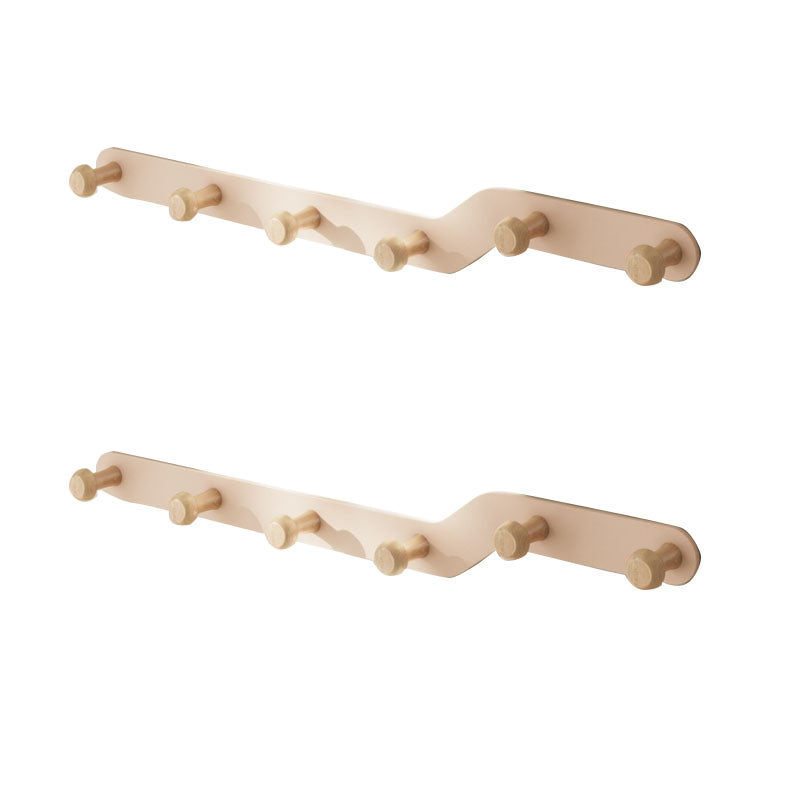 Metal and Wood Coat Rack Contemporary Style Home Wall Hanging Coat Hanger Pink 2 Piece Set 6 Clearhalo 'Entry & Mudroom Furniture' 'furn' 'furn_hall_tree_coat_racks' 'Furniture' 'Hall Trees & Coat Racks' 'hall_tree_coat_racks' 6622972