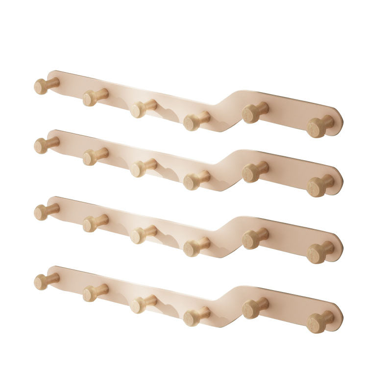Metal and Wood Coat Rack Contemporary Style Home Wall Hanging Coat Hanger Pink 4 Piece Set 6 Clearhalo 'Entry & Mudroom Furniture' 'furn' 'furn_hall_tree_coat_racks' 'Furniture' 'Hall Trees & Coat Racks' 'hall_tree_coat_racks' 6622973