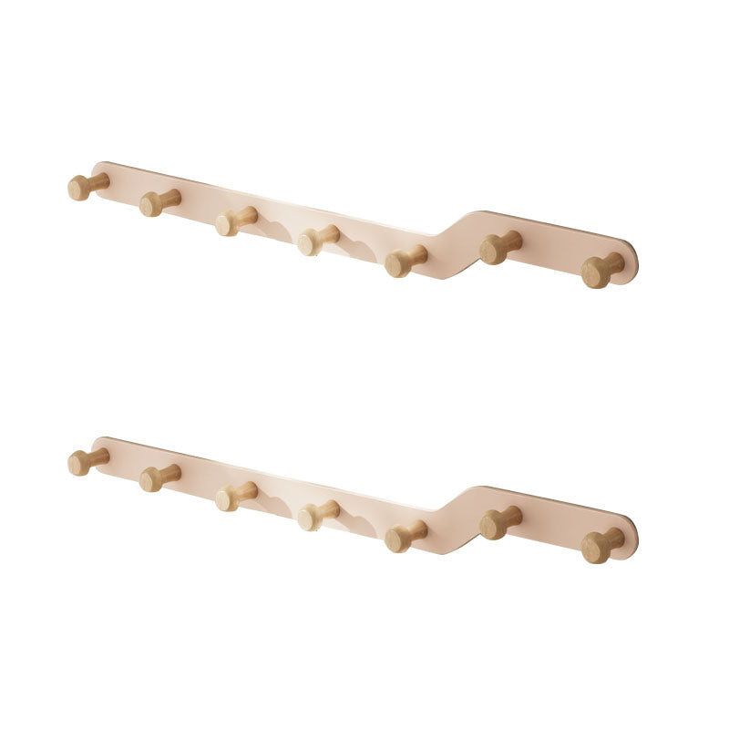 Metal and Wood Coat Rack Contemporary Style Home Wall Hanging Coat Hanger Pink 2 Piece Set 7 Clearhalo 'Entry & Mudroom Furniture' 'furn' 'furn_hall_tree_coat_racks' 'Furniture' 'Hall Trees & Coat Racks' 'hall_tree_coat_racks' 6622974