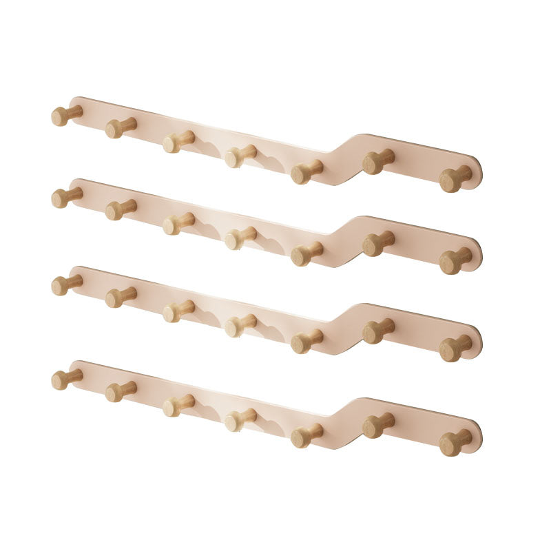 Metal and Wood Coat Rack Contemporary Style Home Wall Hanging Coat Hanger Pink 4 Piece Set 7 Clearhalo 'Entry & Mudroom Furniture' 'furn' 'furn_hall_tree_coat_racks' 'Furniture' 'Hall Trees & Coat Racks' 'hall_tree_coat_racks' 6622975