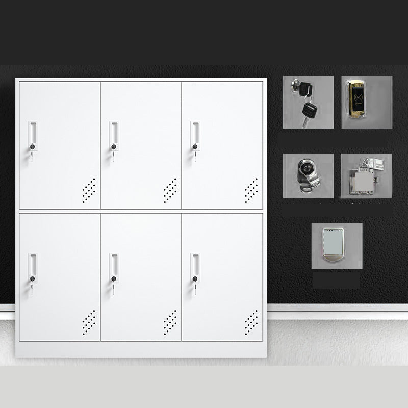 Matte Finish Steel Storage Cabinet with Hinged Doors Contemporary Non-Hanging Armoire White 6 Clearhalo 'Armoires & Wardrobes' 'armoires_wardrobes' 'Bedroom Furniture' 'furn' 'furn_armoires_wardrobes' 'Furniture' 6629018