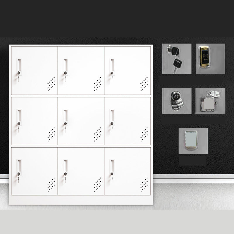 Matte Finish Steel Storage Cabinet with Hinged Doors Contemporary Non-Hanging Armoire White 9 Clearhalo 'Armoires & Wardrobes' 'armoires_wardrobes' 'Bedroom Furniture' 'furn' 'furn_armoires_wardrobes' 'Furniture' 6629020