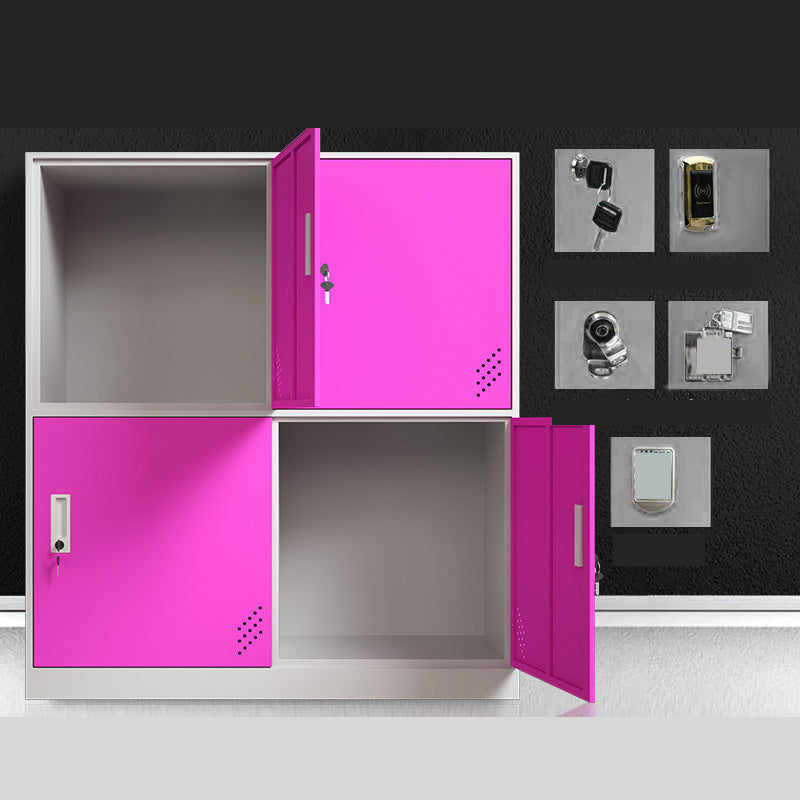 Matte Finish Steel Storage Cabinet with Hinged Doors Contemporary Non-Hanging Armoire Red 4 Clearhalo 'Armoires & Wardrobes' 'armoires_wardrobes' 'Bedroom Furniture' 'furn' 'furn_armoires_wardrobes' 'Furniture' 6629022
