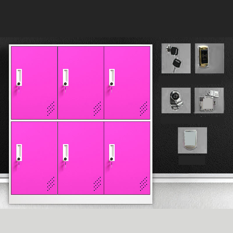 Matte Finish Steel Storage Cabinet with Hinged Doors Contemporary Non-Hanging Armoire Red 6 Clearhalo 'Armoires & Wardrobes' 'armoires_wardrobes' 'Bedroom Furniture' 'furn' 'furn_armoires_wardrobes' 'Furniture' 6629025