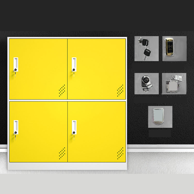 Matte Finish Steel Storage Cabinet with Hinged Doors Contemporary Non-Hanging Armoire Yellow 4 Clearhalo 'Armoires & Wardrobes' 'armoires_wardrobes' 'Bedroom Furniture' 'furn' 'furn_armoires_wardrobes' 'Furniture' 6629029