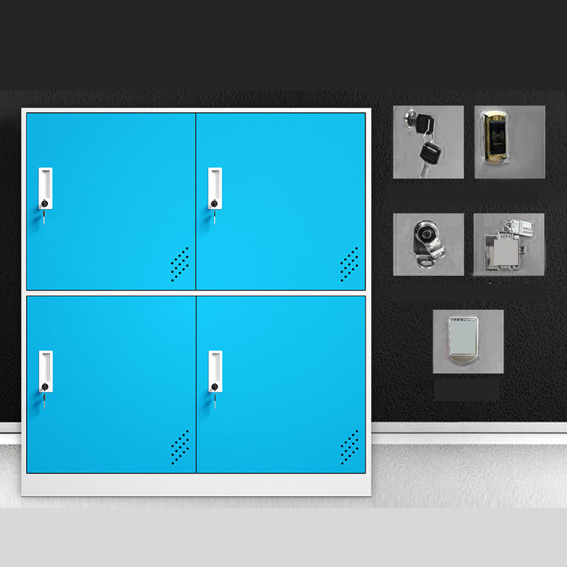 Matte Finish Steel Storage Cabinet with Hinged Doors Contemporary Non-Hanging Armoire Blue 4 Clearhalo 'Armoires & Wardrobes' 'armoires_wardrobes' 'Bedroom Furniture' 'furn' 'furn_armoires_wardrobes' 'Furniture' 6629034