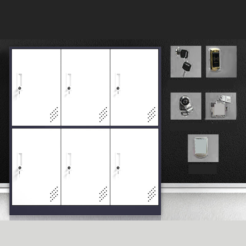 Matte Finish Steel Storage Cabinet with Hinged Doors Contemporary Non-Hanging Armoire Black White 6 Clearhalo 'Armoires & Wardrobes' 'armoires_wardrobes' 'Bedroom Furniture' 'furn' 'furn_armoires_wardrobes' 'Furniture' 6629039