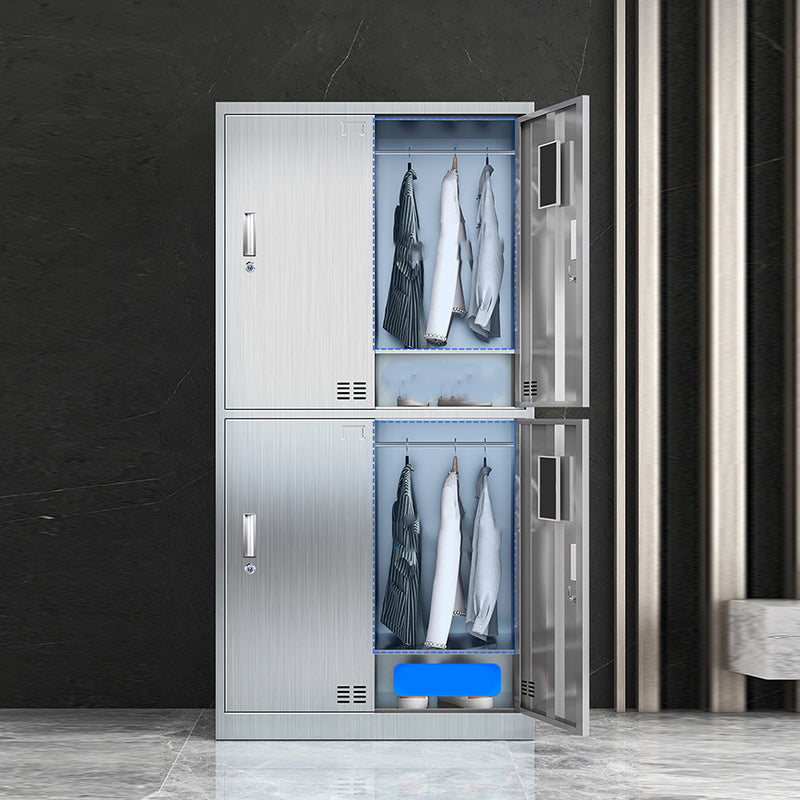 Steel Chrome Storage Cabinet Modern Cabinet with Hinged Doors Clearhalo 'Armoires & Wardrobes' 'armoires_wardrobes' 'Bedroom Furniture' 'furn' 'furn_armoires_wardrobes' 'Furniture' 6629047