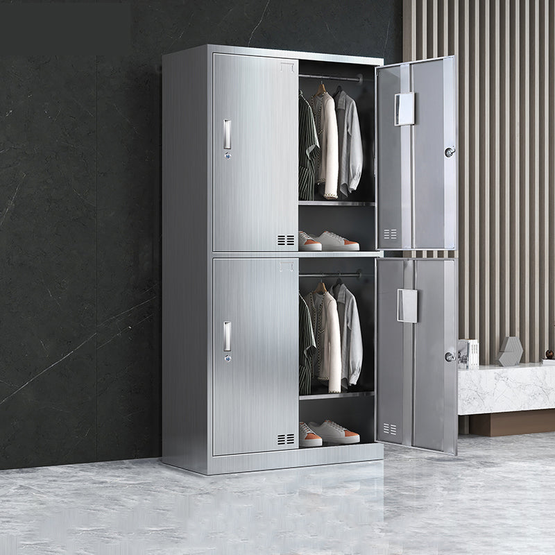 Steel Chrome Storage Cabinet Modern Cabinet with Hinged Doors 4 Clearhalo 'Armoires & Wardrobes' 'armoires_wardrobes' 'Bedroom Furniture' 'furn' 'furn_armoires_wardrobes' 'Furniture' 6629051