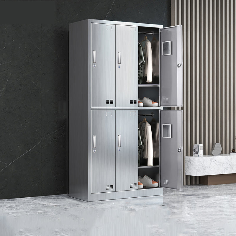 Steel Chrome Storage Cabinet Modern Cabinet with Hinged Doors 6 Clearhalo 'Armoires & Wardrobes' 'armoires_wardrobes' 'Bedroom Furniture' 'furn' 'furn_armoires_wardrobes' 'Furniture' 6629053