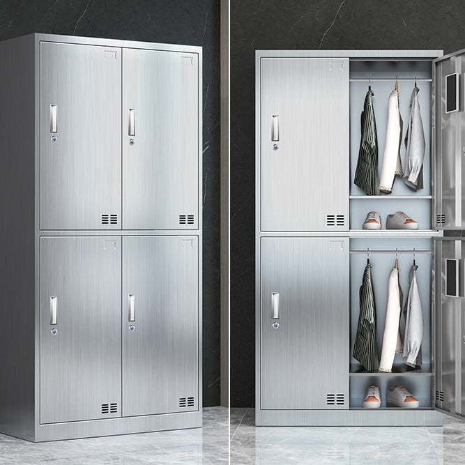 Steel Chrome Storage Cabinet Modern Cabinet with Hinged Doors Clearhalo 'Armoires & Wardrobes' 'armoires_wardrobes' 'Bedroom Furniture' 'furn' 'furn_armoires_wardrobes' 'Furniture' 6629054
