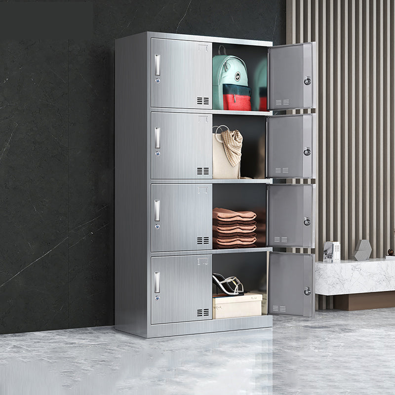 Steel Chrome Storage Cabinet Modern Cabinet with Hinged Doors 8 Clearhalo 'Armoires & Wardrobes' 'armoires_wardrobes' 'Bedroom Furniture' 'furn' 'furn_armoires_wardrobes' 'Furniture' 6629055