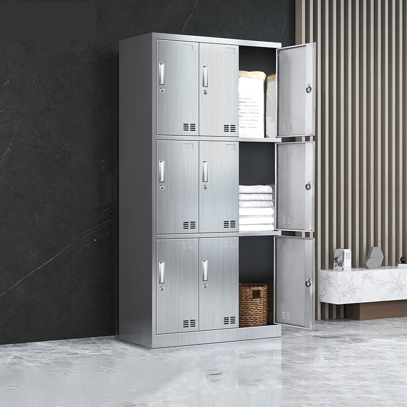 Steel Chrome Storage Cabinet Modern Cabinet with Hinged Doors 9 Clearhalo 'Armoires & Wardrobes' 'armoires_wardrobes' 'Bedroom Furniture' 'furn' 'furn_armoires_wardrobes' 'Furniture' 6629057