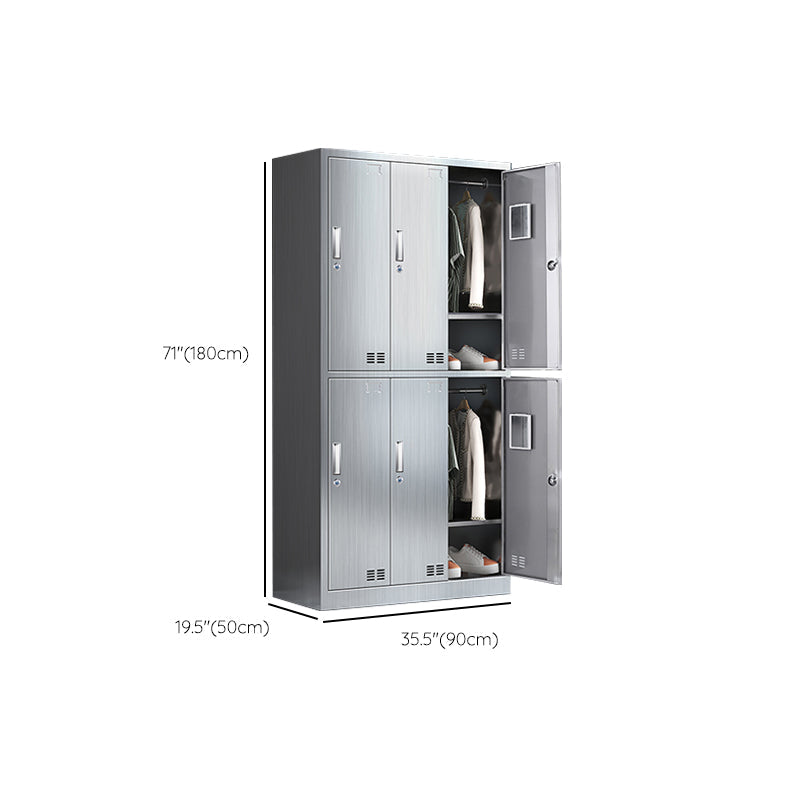 Steel Chrome Storage Cabinet Modern Cabinet with Hinged Doors Clearhalo 'Armoires & Wardrobes' 'armoires_wardrobes' 'Bedroom Furniture' 'furn' 'furn_armoires_wardrobes' 'Furniture' 6629065