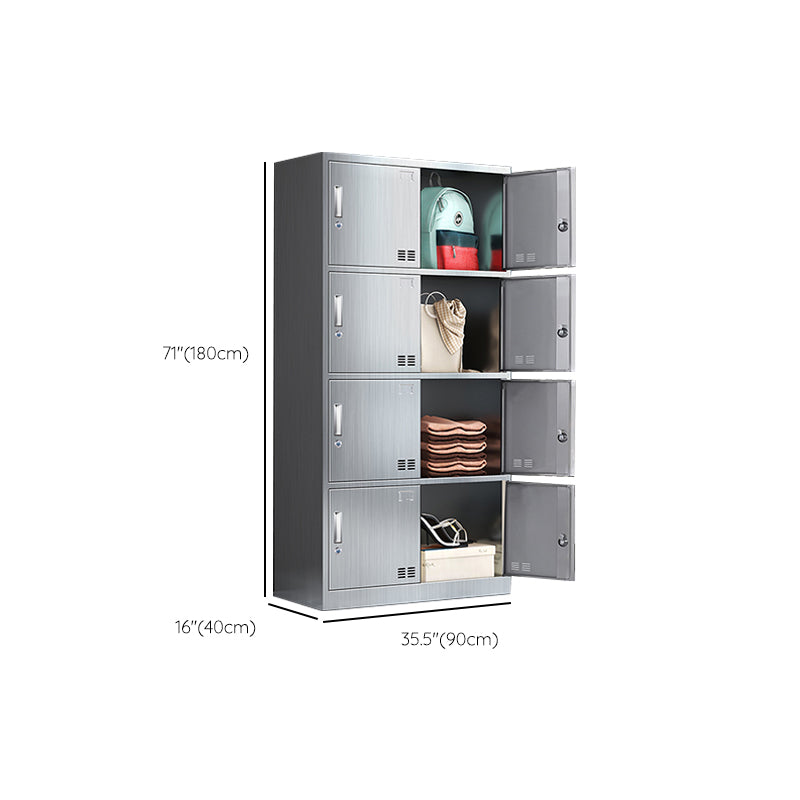 Steel Chrome Storage Cabinet Modern Cabinet with Hinged Doors Clearhalo 'Armoires & Wardrobes' 'armoires_wardrobes' 'Bedroom Furniture' 'furn' 'furn_armoires_wardrobes' 'Furniture' 6629066