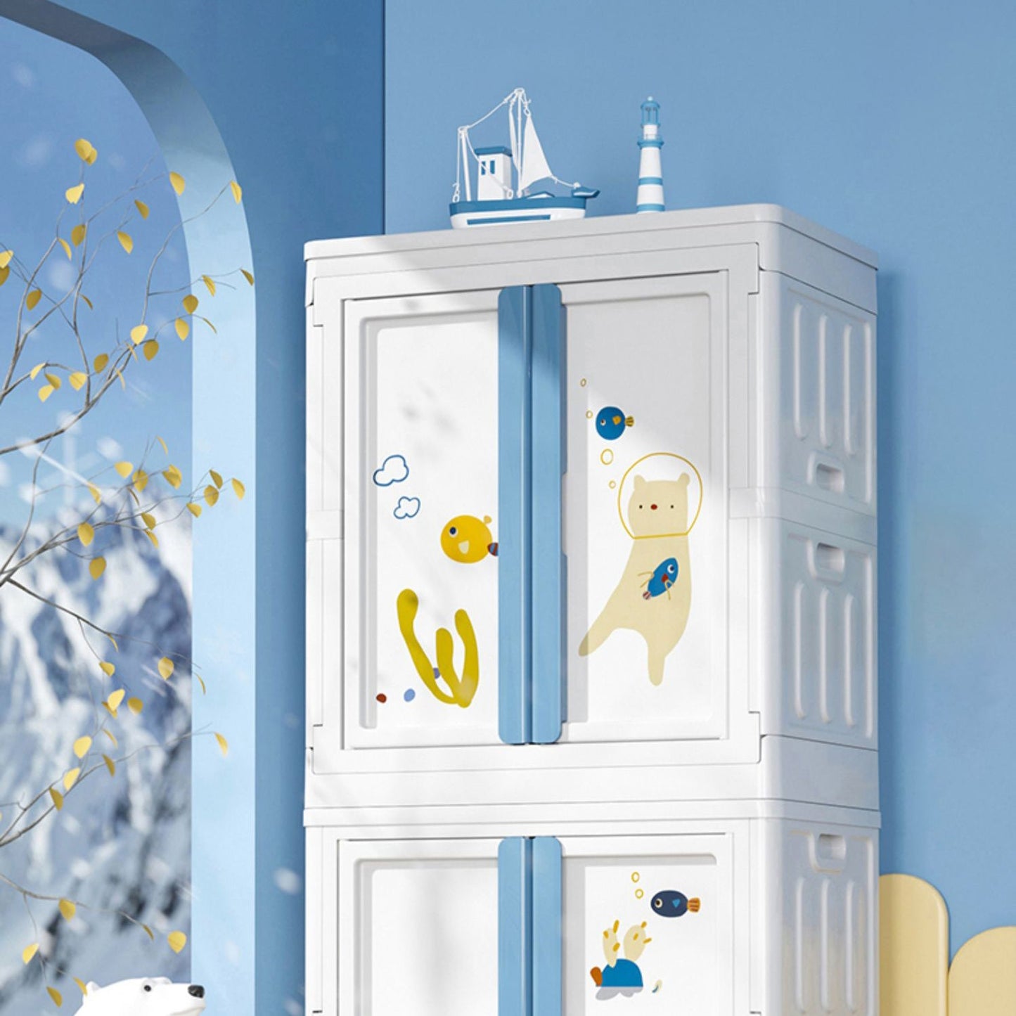 Plastic Bedroom Storage Cabinet Contemporary Hinged Door Cabinet