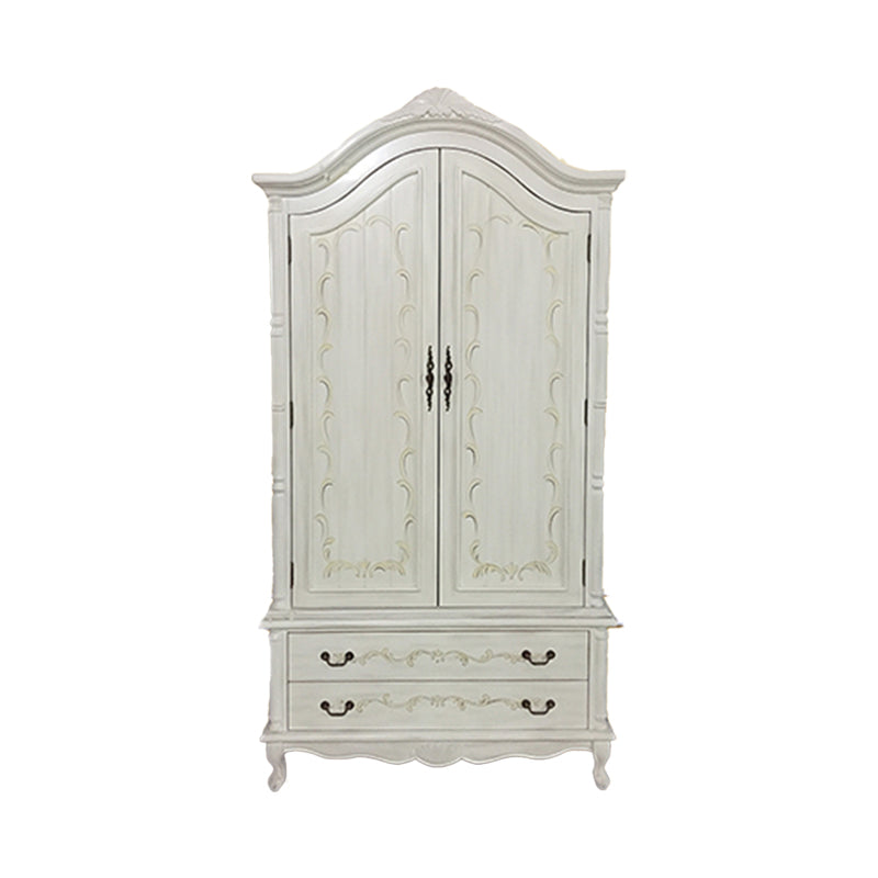 Armoire en bois fini mate avec armoire de rangement côtière à tige de vêtements avec portes à charnière