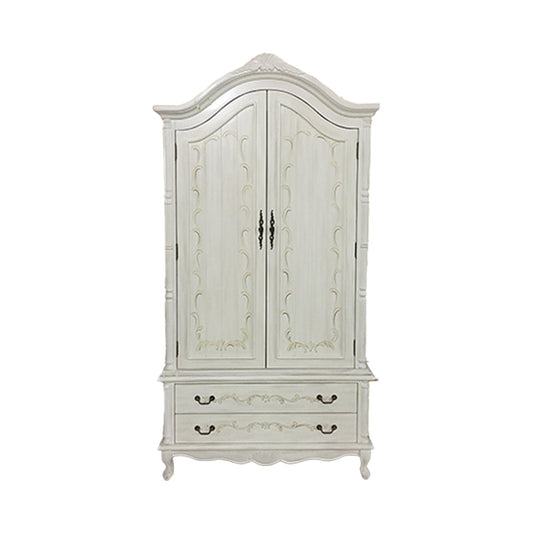 Matte Finish Wood Cabinet with Garment Rod Coastal Storage Cabinet with Hinged Doors