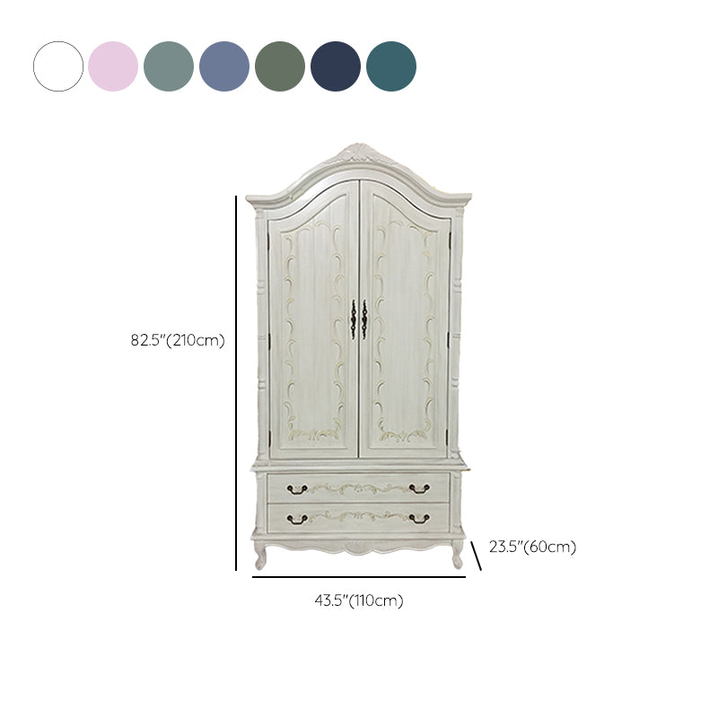 Armoire en bois fini mate avec armoire de rangement côtière à tige de vêtements avec portes à charnière