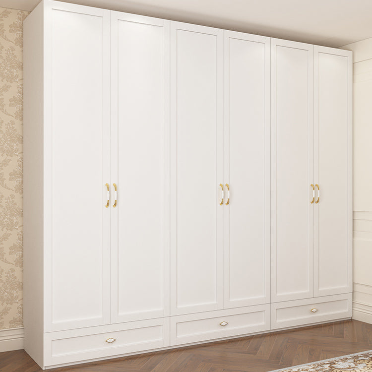Engineered Wood Wardrobe Closet with Shelves White Wardrobe Cabinet