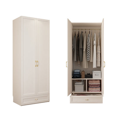 Engineered Wood Wardrobe Closet with Shelves White Wardrobe Cabinet