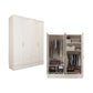Engineered Wood Wardrobe Closet with Shelves White Wardrobe Cabinet