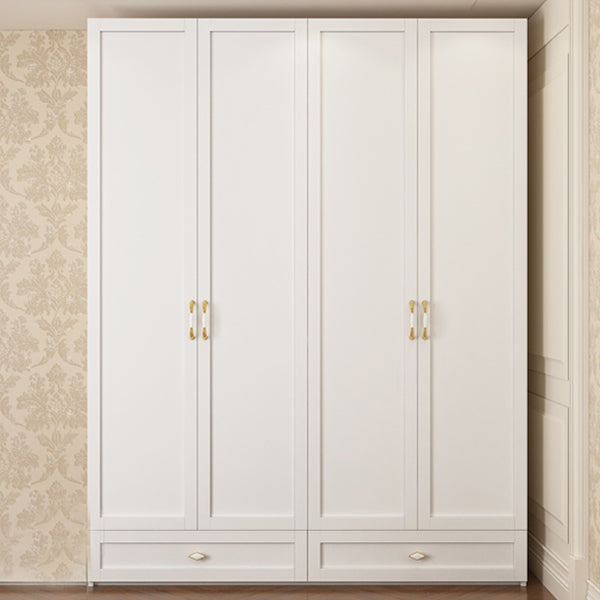 Engineered Wood Wardrobe Closet with Shelves White Wardrobe Cabinet