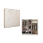 Engineered Wood Wardrobe Closet with Shelves White Wardrobe Cabinet