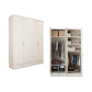 Engineered Wood Wardrobe Closet with Shelves White Wardrobe Cabinet