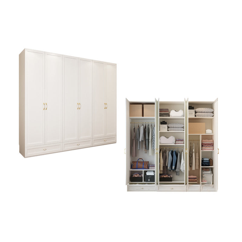 Engineered Wood Wardrobe Closet with Shelves White Wardrobe Cabinet